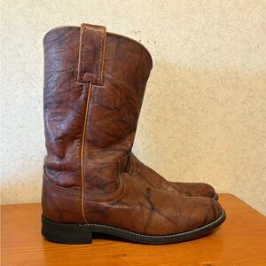 Justin Women’s Roper Marbled Brown Leather Western Cowboy Boots Size 5.5B